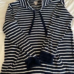J. Crew Navy and White Striped Pullover